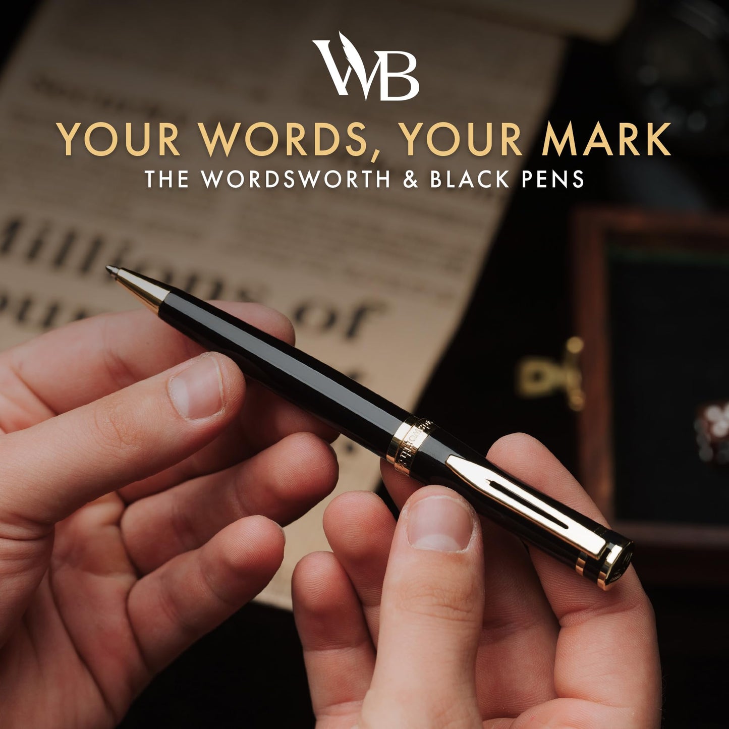 Wordsworth & Black Luxury Refillable Ballpoint Pen Set for Writing, Black