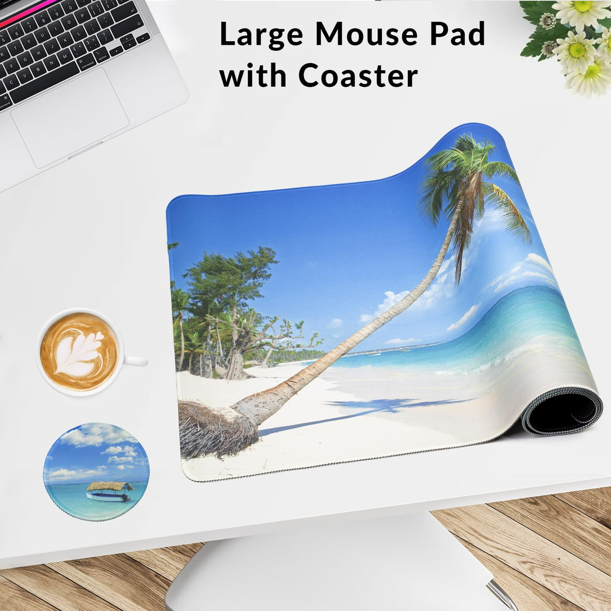 Large Gaming Mouse Pad with Coaster,Desk Matt for Desktop,Desk Mat-Sea