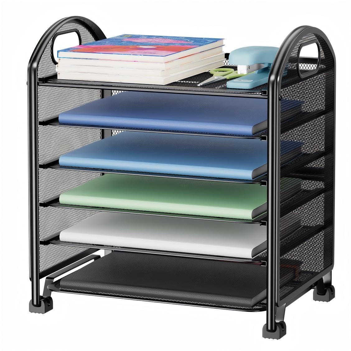 Simple Trending 6-Tier Paper Tray Organizer, File Organizer for Desk, Black