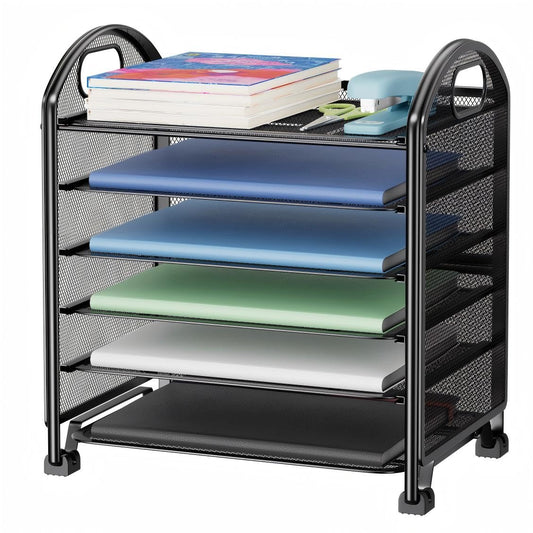 Simple Trending 6-Tier Paper Tray Organizer, File Organizer for Desk, Black