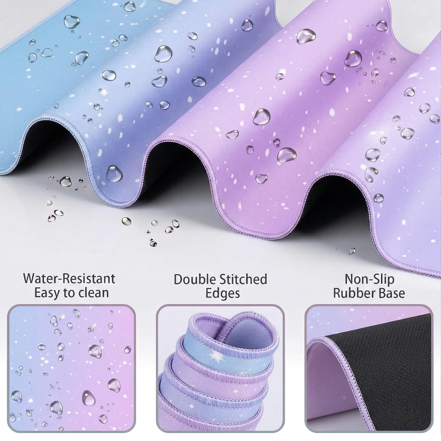 Cloud Mouse Pad Keyboard Wrist Rest 4PCS Extended Large Galaxy Stars Desk Mat Pad Set Memory Foam