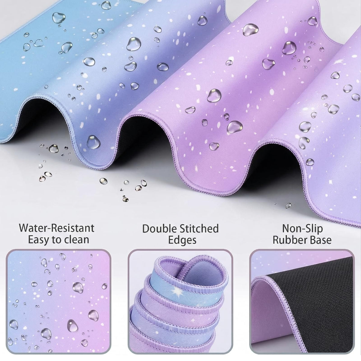 Cloud Mouse Pad Keyboard Wrist Rest 4PCS Extended Large Galaxy Stars Desk Mat Pad Set Memory Foam