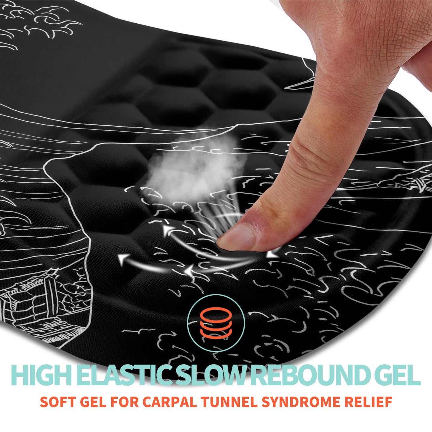 Kuosgm Ergonomic Mouse Pad Wrist Support with Memory Foam Massage Bulge, Carpal Tunnel Pain Relief
