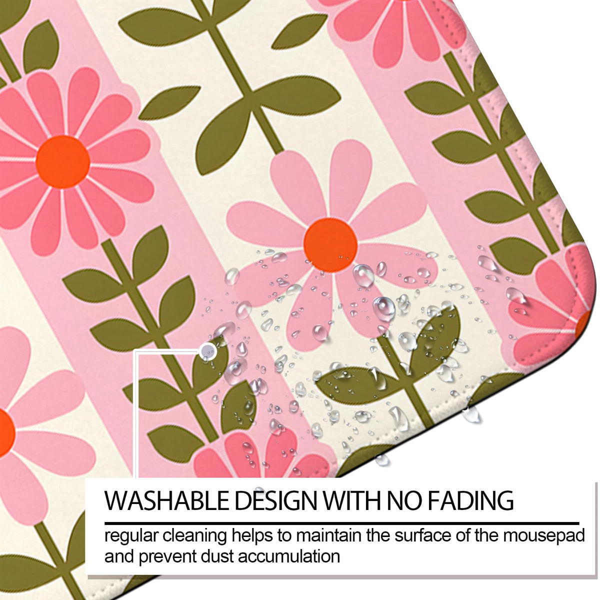 JIANG100 Vintage Pink Flower Design Gaming Desk Mat, Extended Mouse Pad, XL