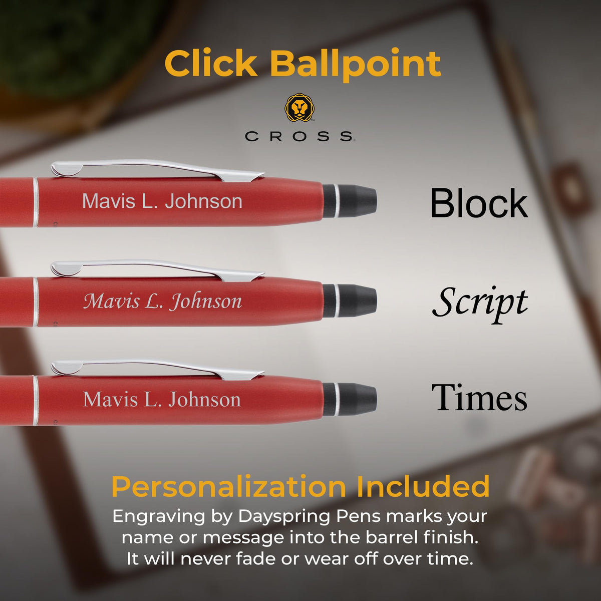 Cross Click Personalized Ballpoint Pen in Crimson Red with Chrome Trim
