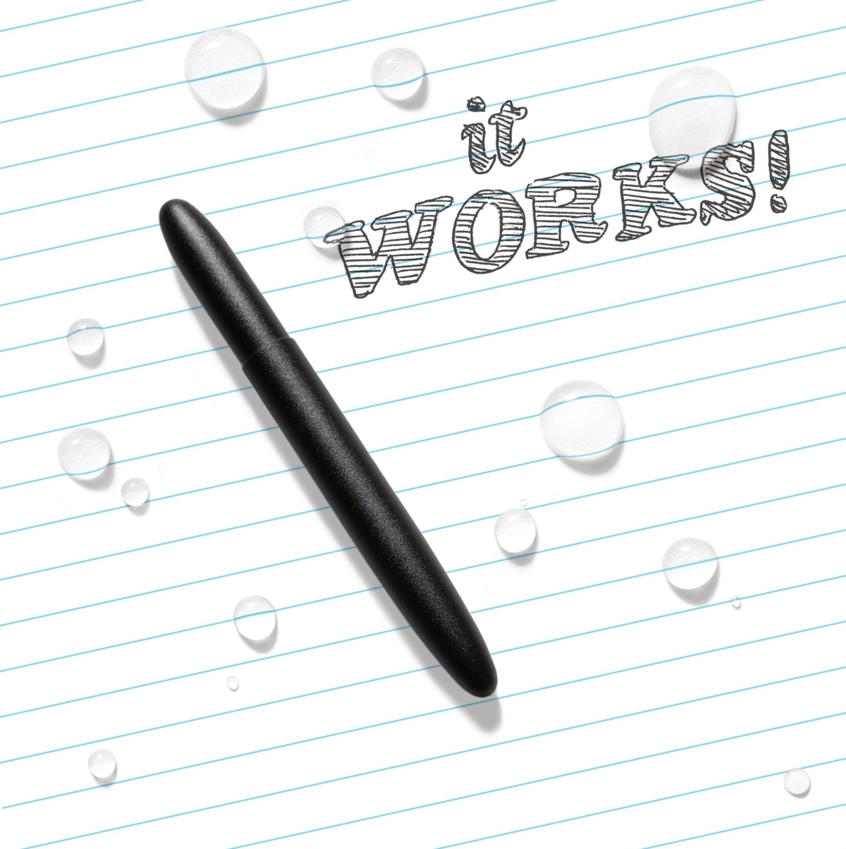 Rite In The Rain Weatherproof Black Metal Bullet Pen - Black Ink (No. 96), 5.25 x 0.375 x 0.5