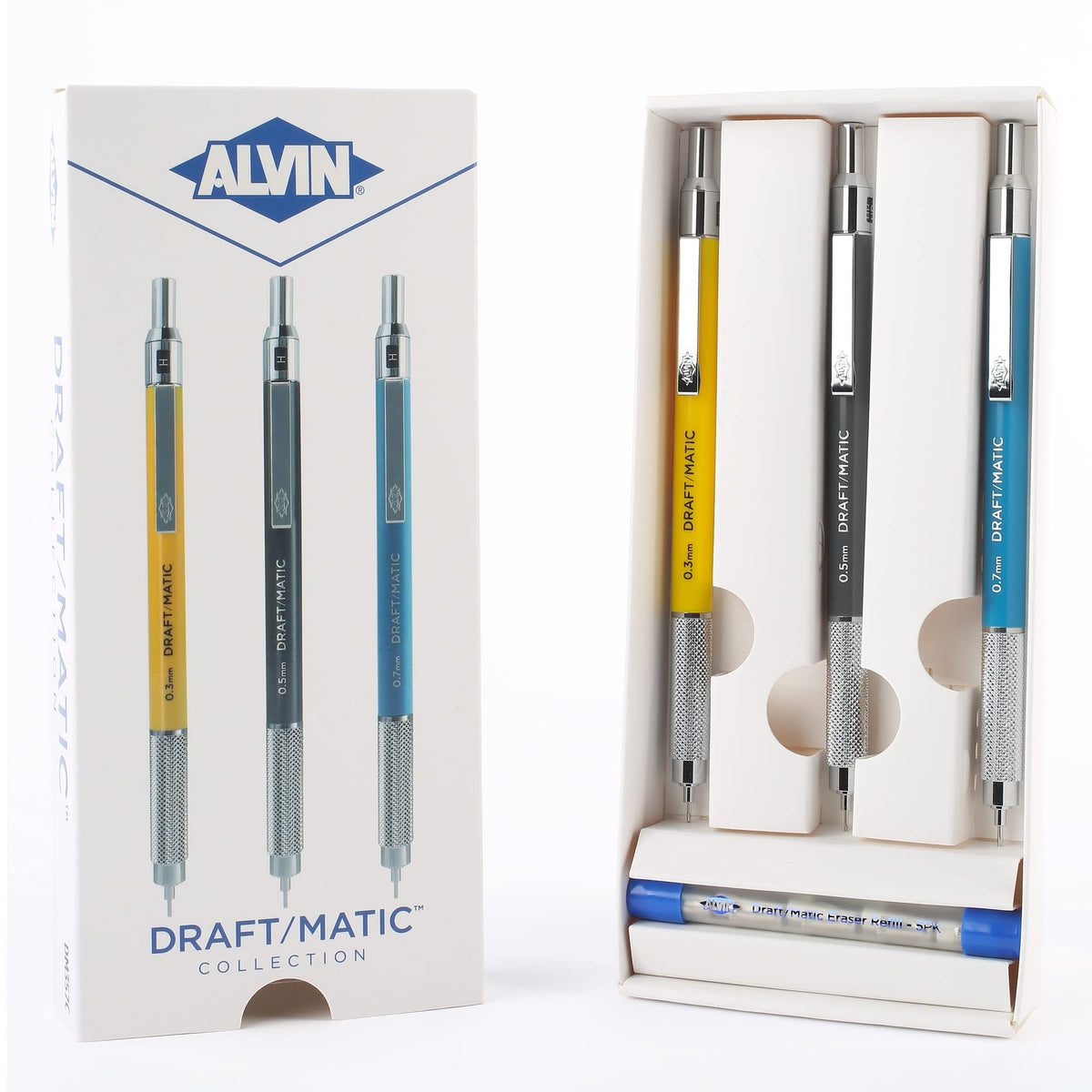 Alvin, Draft-Matic Mechanical Pencil, 3 Pack, Stainless Steel Drawing and Design Tools, Great for