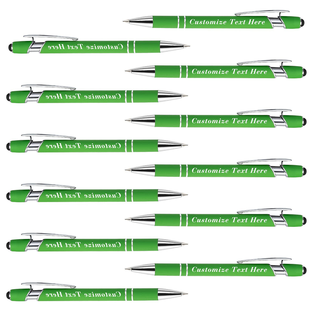 Personalized Pens Bulk with Stylus Tip 12 Pcs Custom Engraving Ballpoint Pens with Name Message