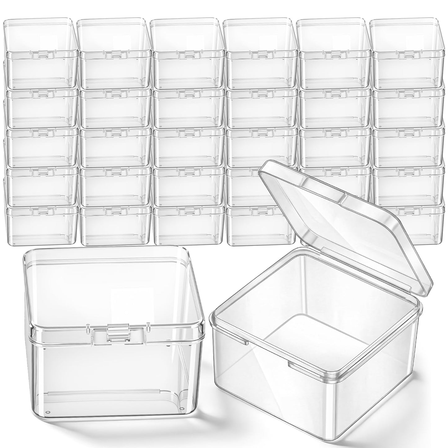 Jetec 30 Pieces Small Clear Plastic Storage Box, 2.5 x 2.5 x 1.6 Inch