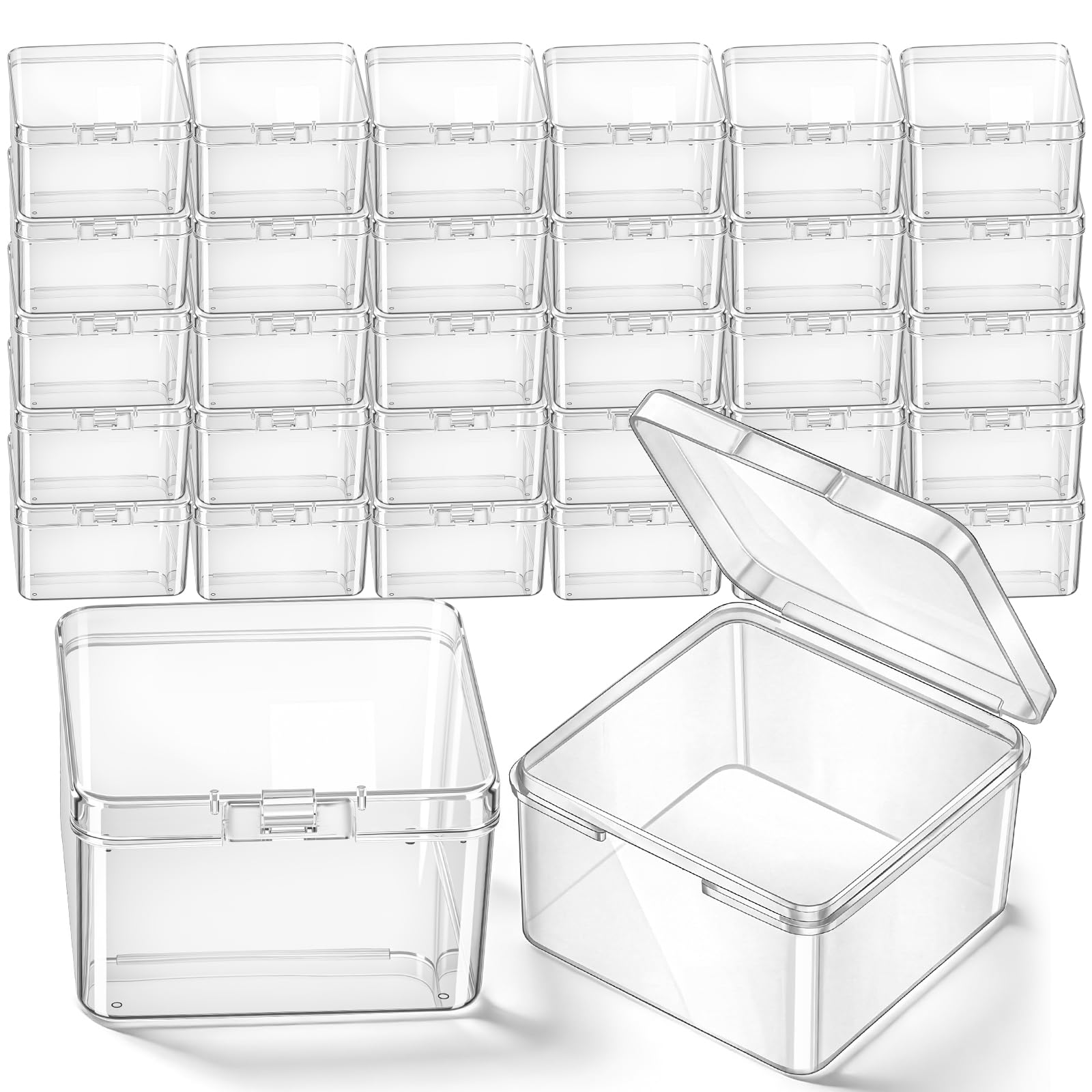 Jetec 30 Pieces Small Clear Plastic Storage Box, 2.5 x 2.5 x 1.6 Inch