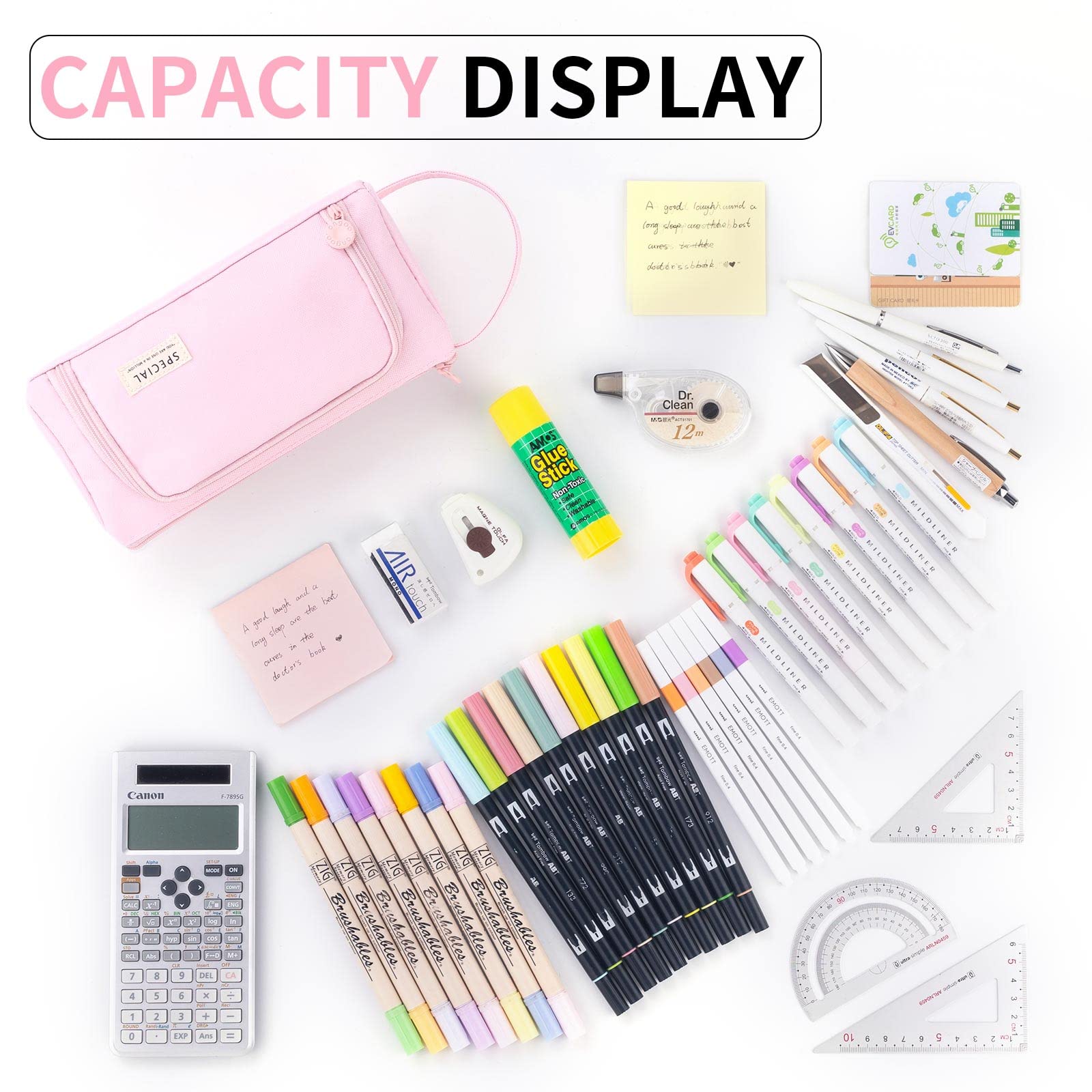 ANGOOBABY Pencil Case Handheld Pencil Pouch Multi-slot Pen Bag Stationery Storage for Teen Student