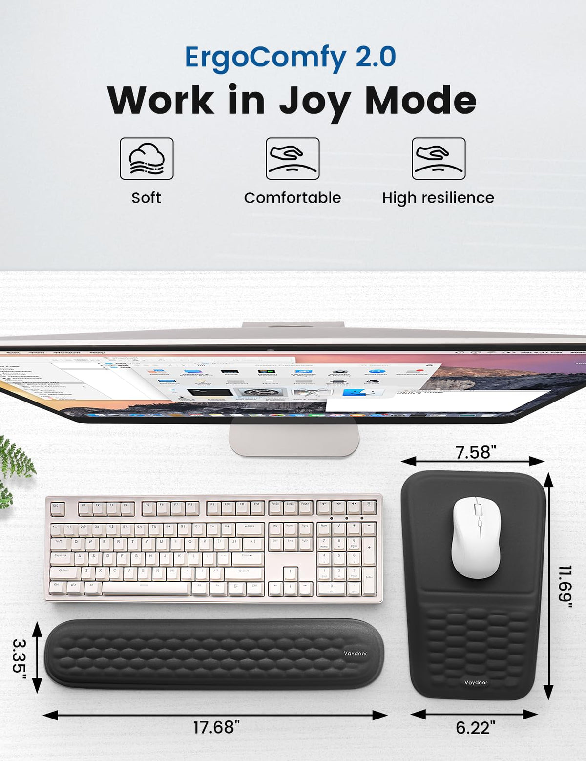 2-in-1 Keyboard & Mouse Wrist Rest Set – Ergonomic Pain-Relief Support, Memory Foam Wrist Cushion