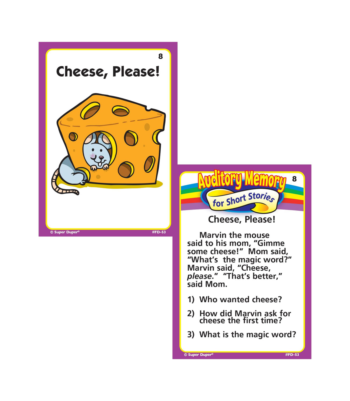 Super Duper Publications | Auditory Memory for Short Stories Fun Deck | Listening Comprehension