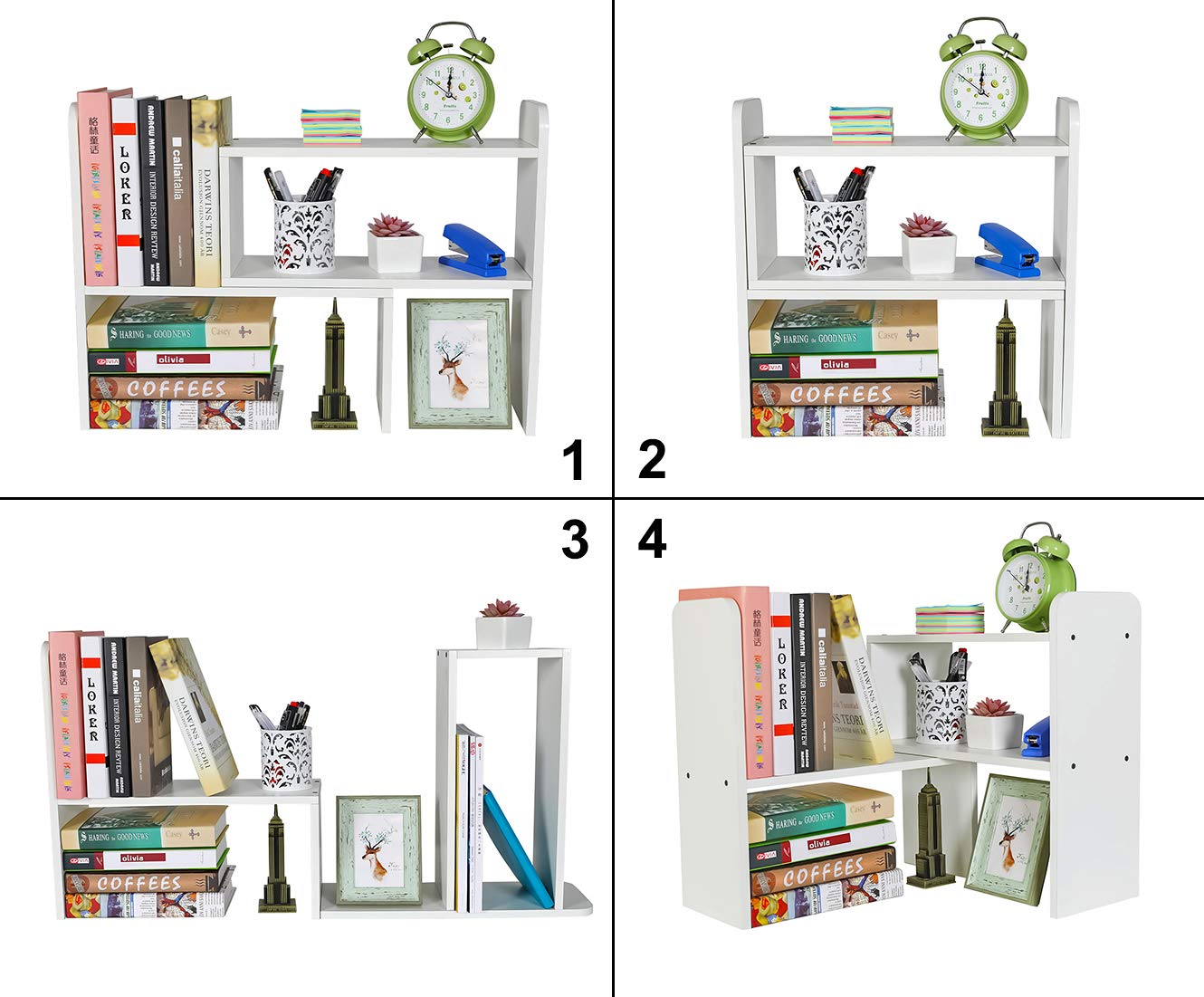 PAG-Mass Desktop Bookshelf Freestanding Wooden Countertop Bookcase Accessories Organizer Display