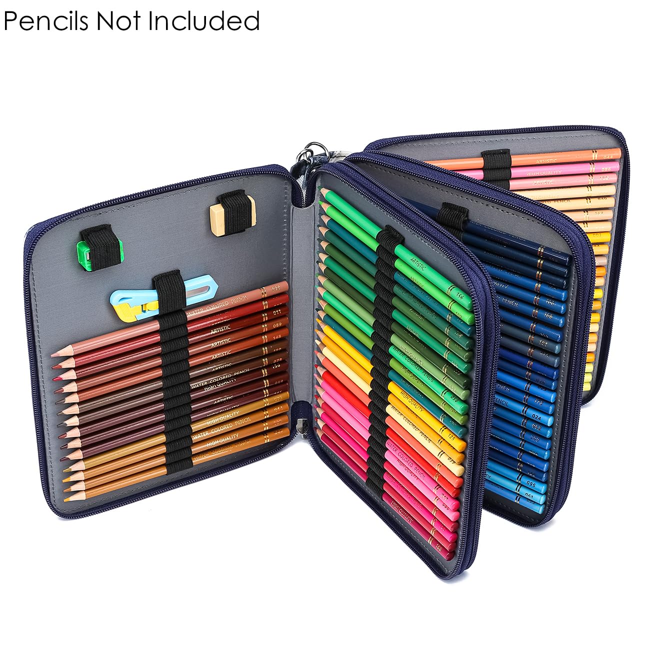 YOUNGCOL Colored Pencil Case - 120 Slots Pencil Holder with Handle Strap Large Capacity Pencil
