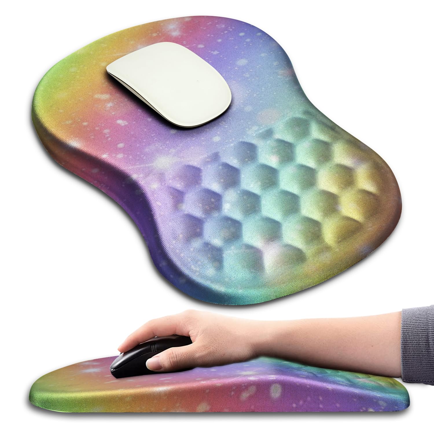 Hokafenle Ergonomic Mouse Pad Wrist Support with Massage Design, Wrist Rest Pain Relief Mousepad