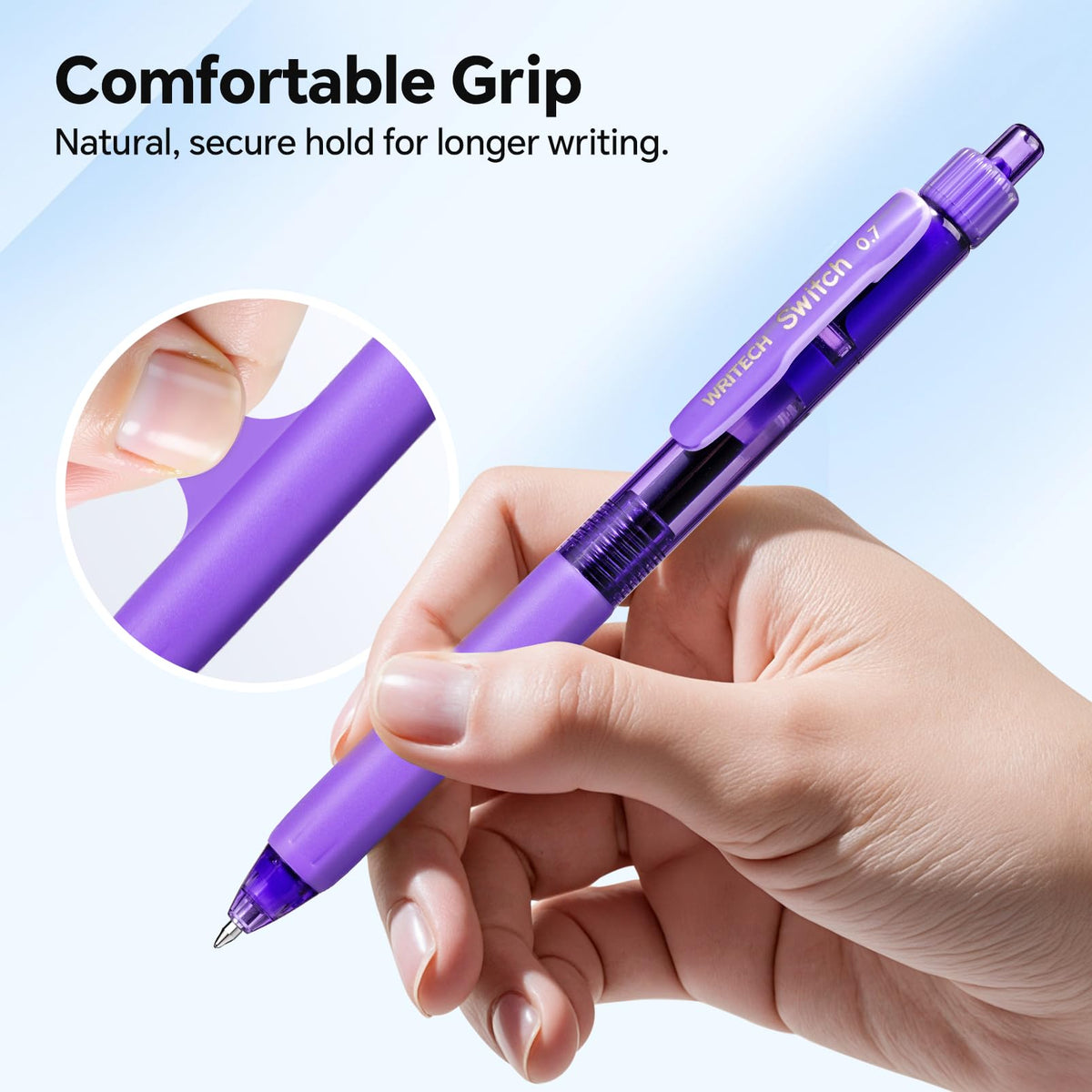 WRITECH Colored Gel Pens 0.7mm: Switch Silent Click Mode for Quiet or Click Feedback Smooth Writing