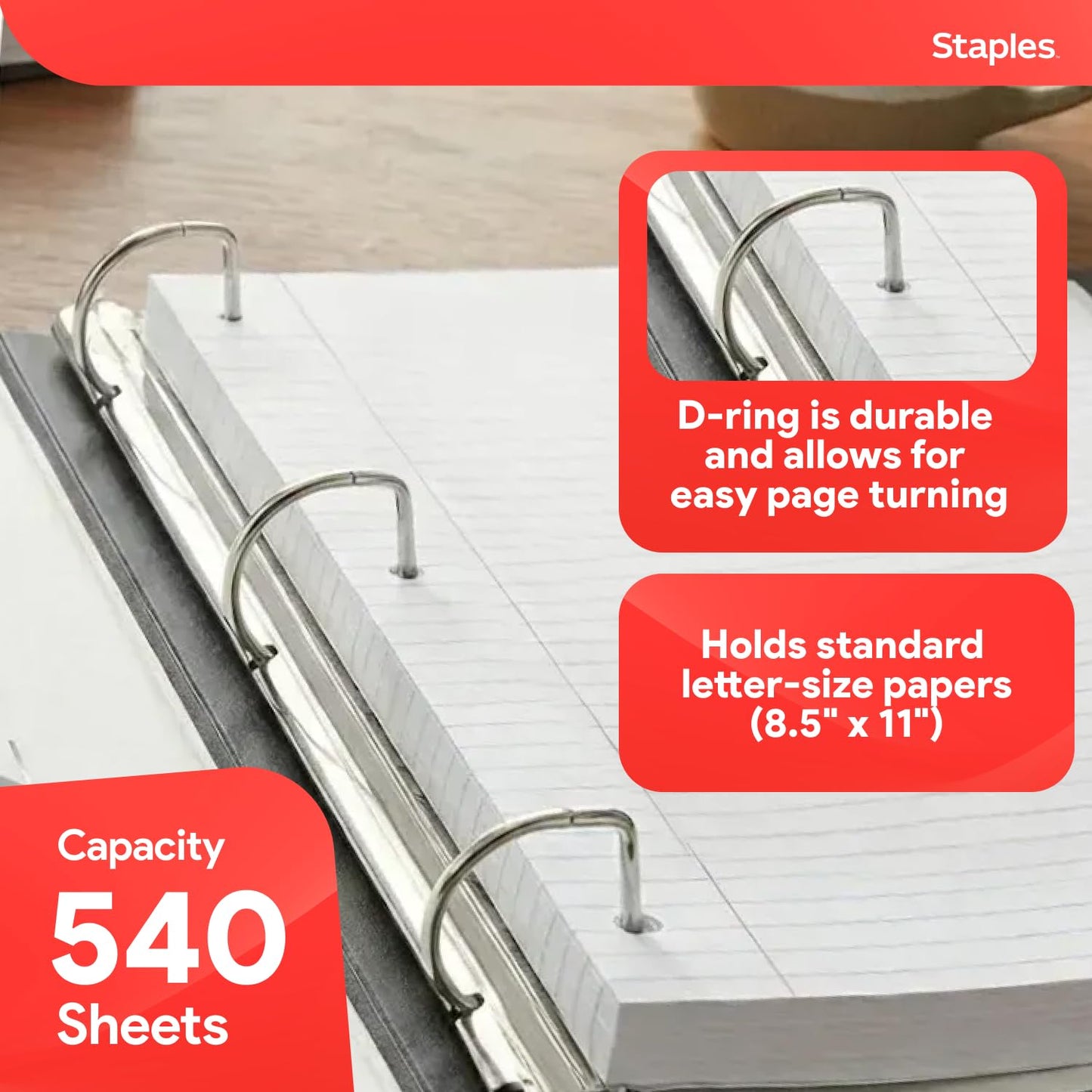 Staples Better Binder, 2 Inch 3-Ring, White, Heavy-Duty