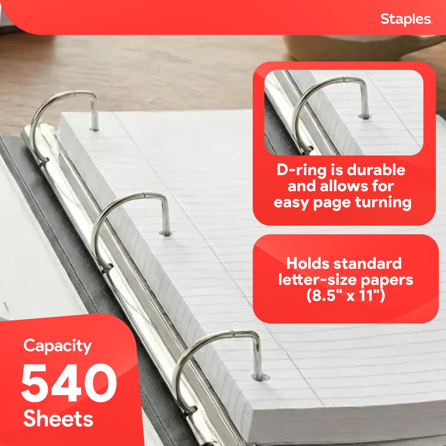 Staples Better Binder, 2 Inch 3-Ring, White, Heavy-Duty