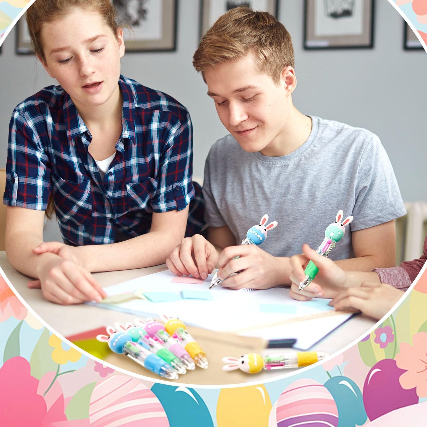 Kosiz 24 Pack Easter Party Favors Multicolor 4 in 1 0.5mm Ballpoint Pen