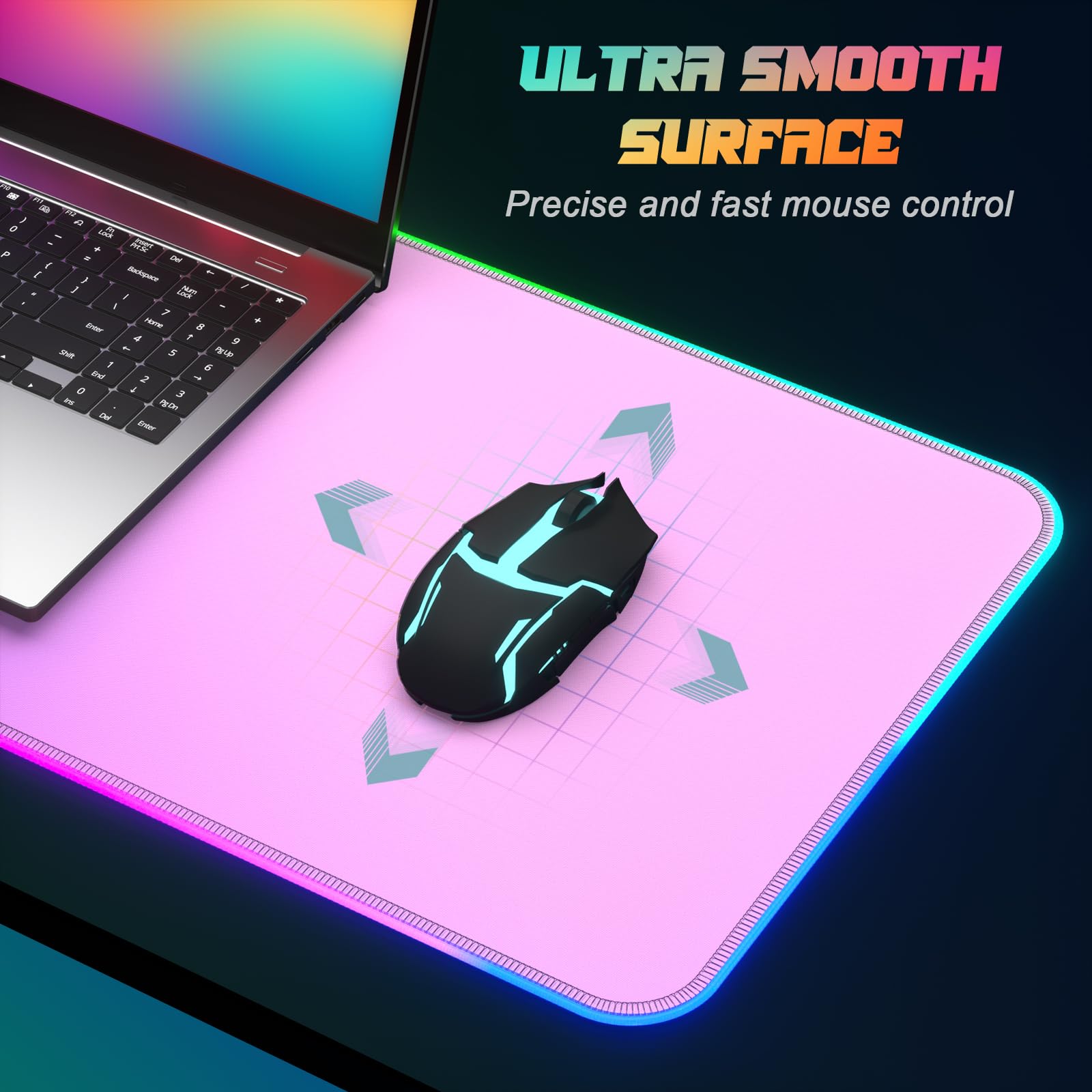 ITNRSIIET RGB Gaming Mouse Pad, Full Desk XL Extended Large Gaming Mousepad, 12 Lighting Modes 30%