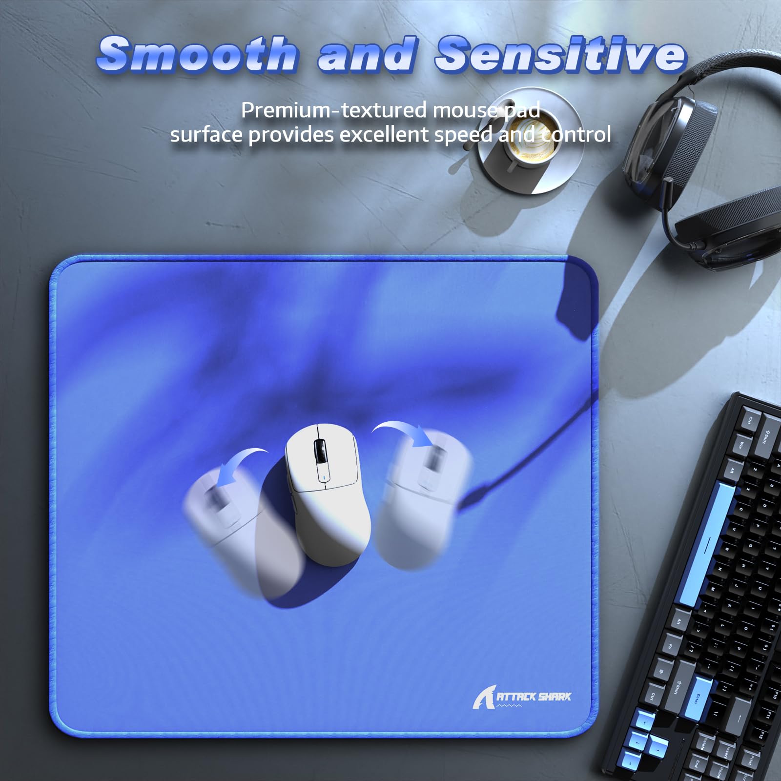 ATTACK SHARK Gaming Mouse Pad for Esports Speed Waterproof Surface Mouse mats Stitched Edges and