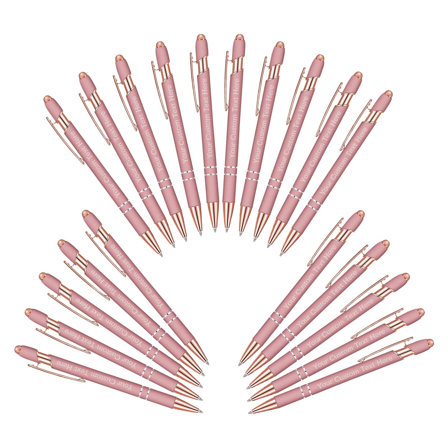 Rose Gold Personalized Custom Pens Free Engraving with Name Logo Message 20 Pack Customized
