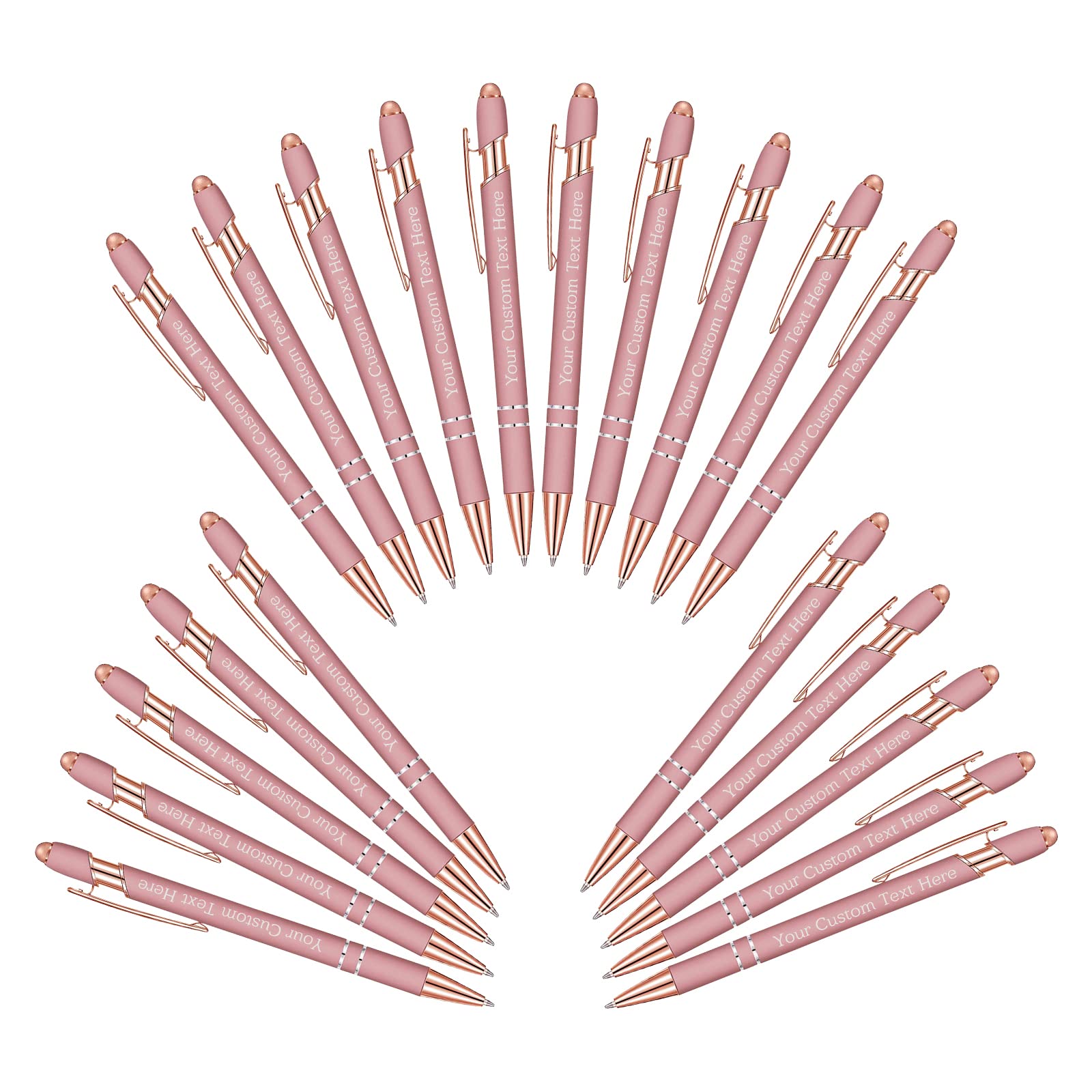 Rose Gold Personalized Custom Pens Free Engraving with Name Logo Message 20 Pack Customized