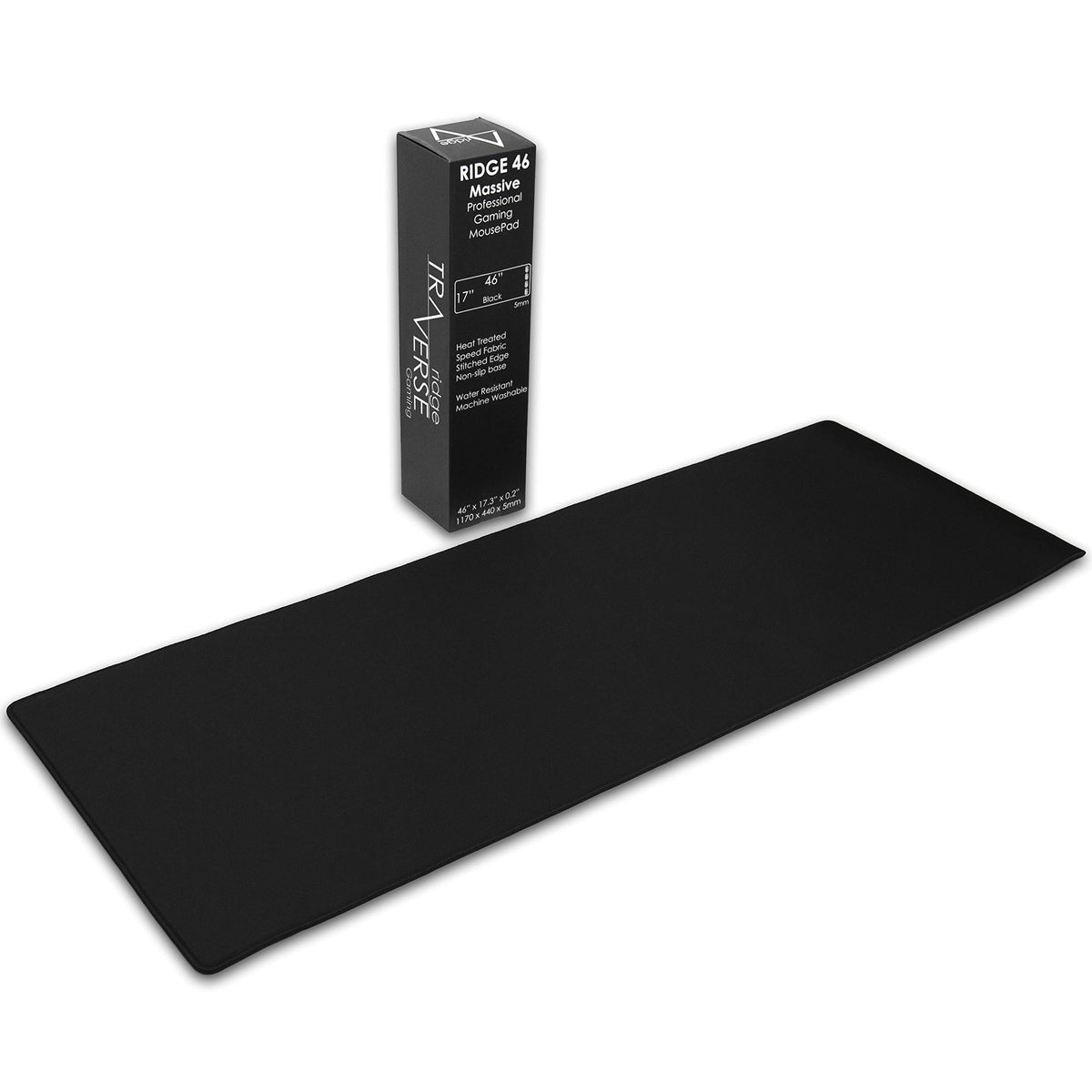 Traverse Ridge Gaming Mouse Pad (5mm) Massive 46 inch | 46x17.3x0.20 Extra Thick | Black | Stitched