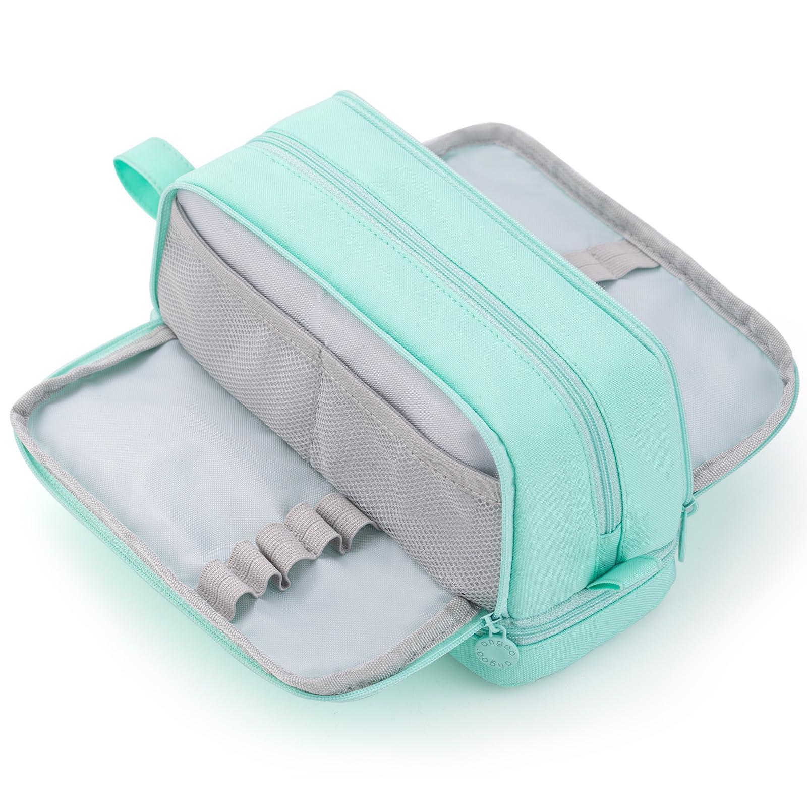 CICIMELON Large Pencil Case, 4 Compartment Pen Pouch, Mint Green
