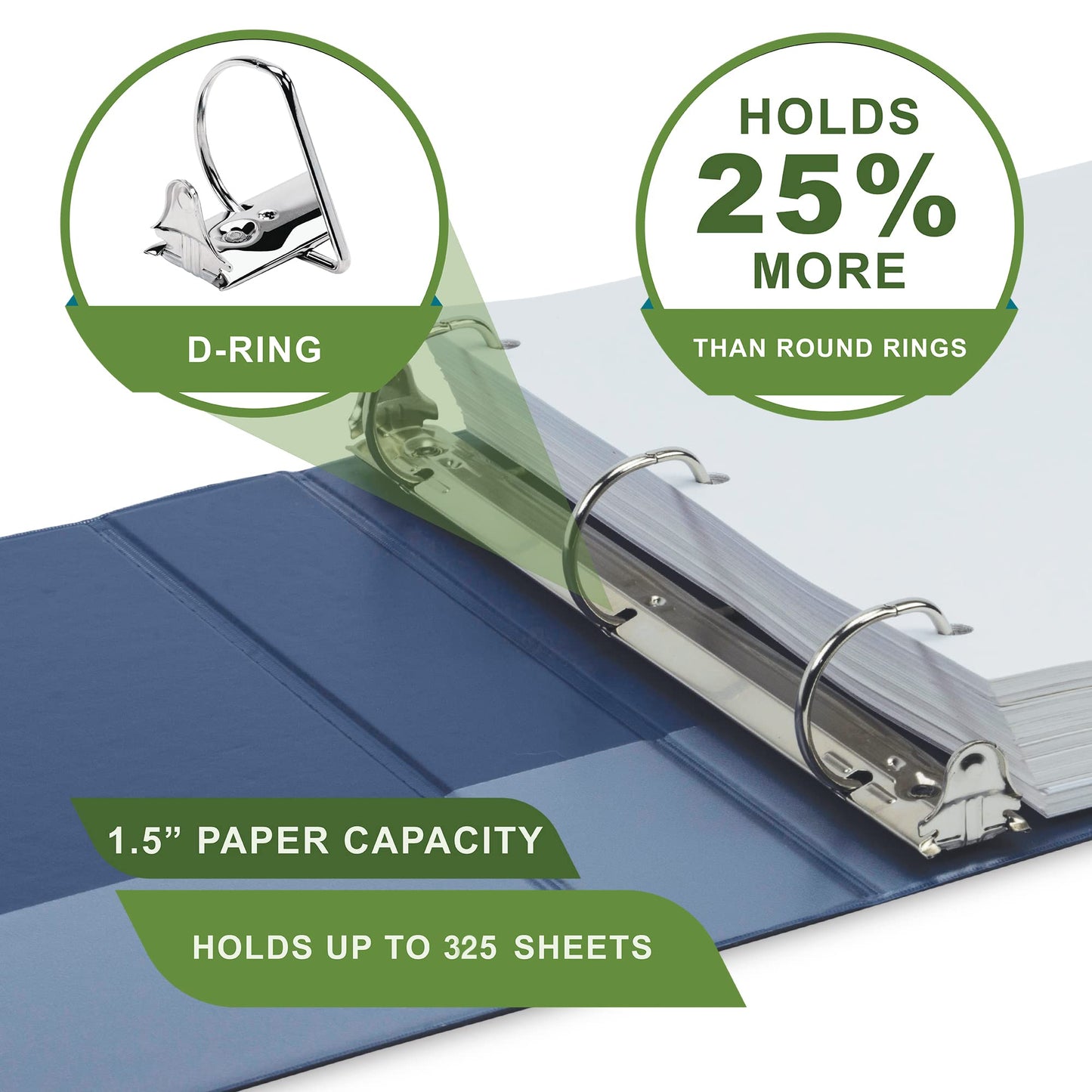 Samsill Plant-Based 1.5 Inch Durable D-Ring, View Binder, Eco-Friendly, USDA Certified Biobased, 4