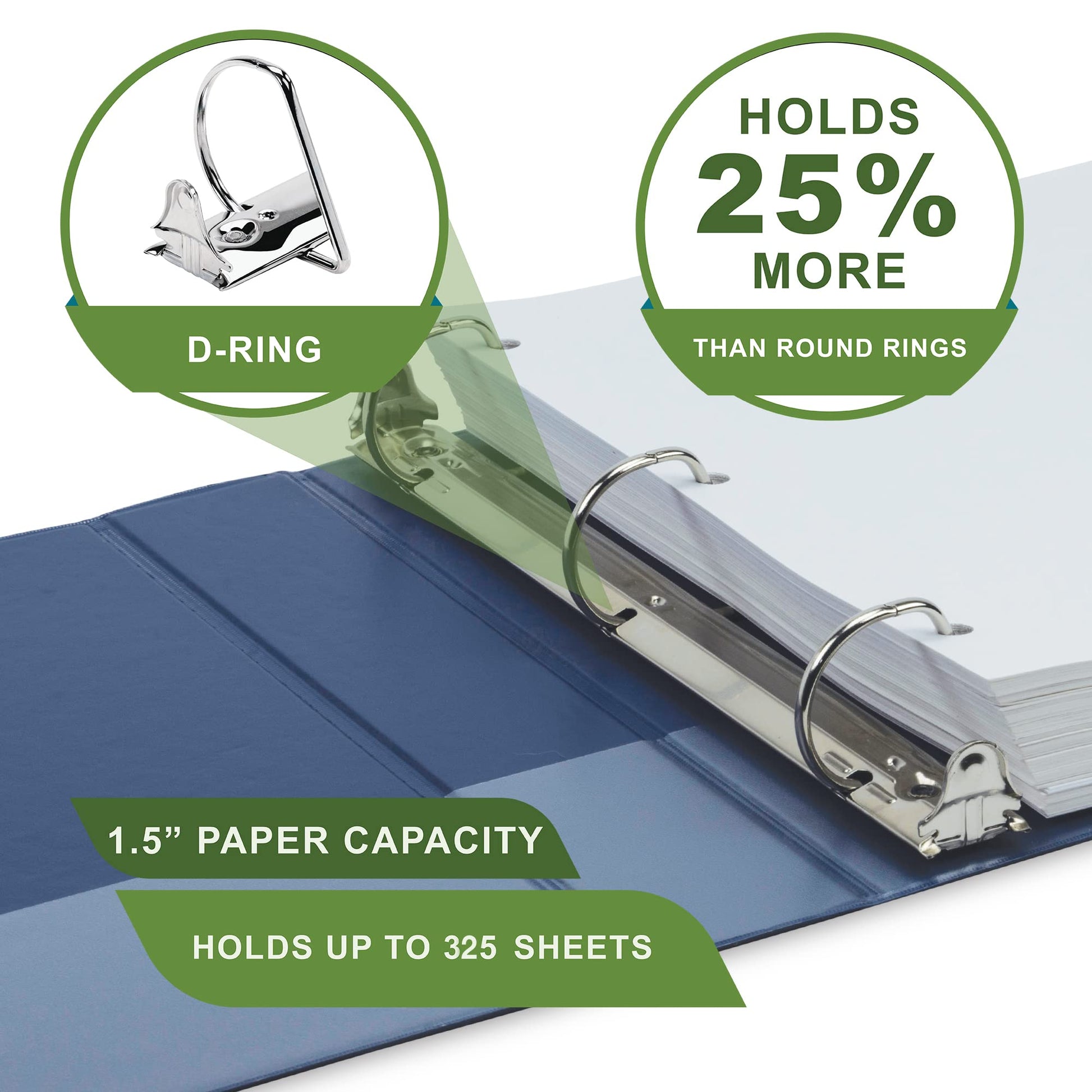 Samsill Plant-Based 1.5 Inch Durable D-Ring, View Binder, Eco-Friendly, USDA Certified Biobased, 4
