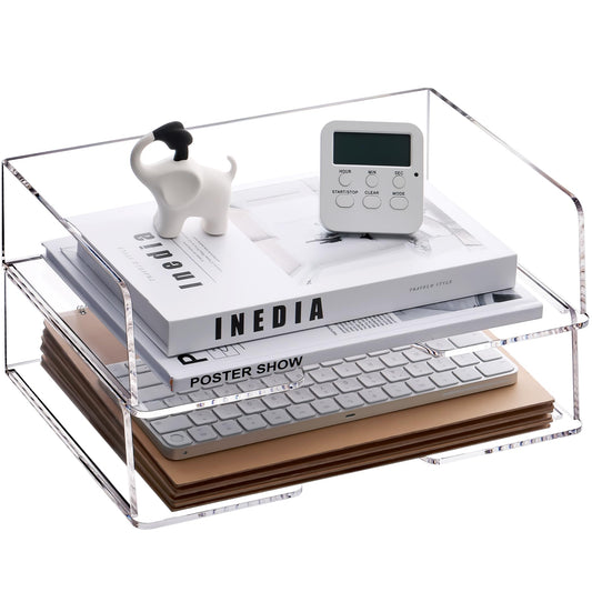 HeZone Acrylic Paper Tray Desk Organizers and Office Suplies Document Storage Enlarged Letter Tray