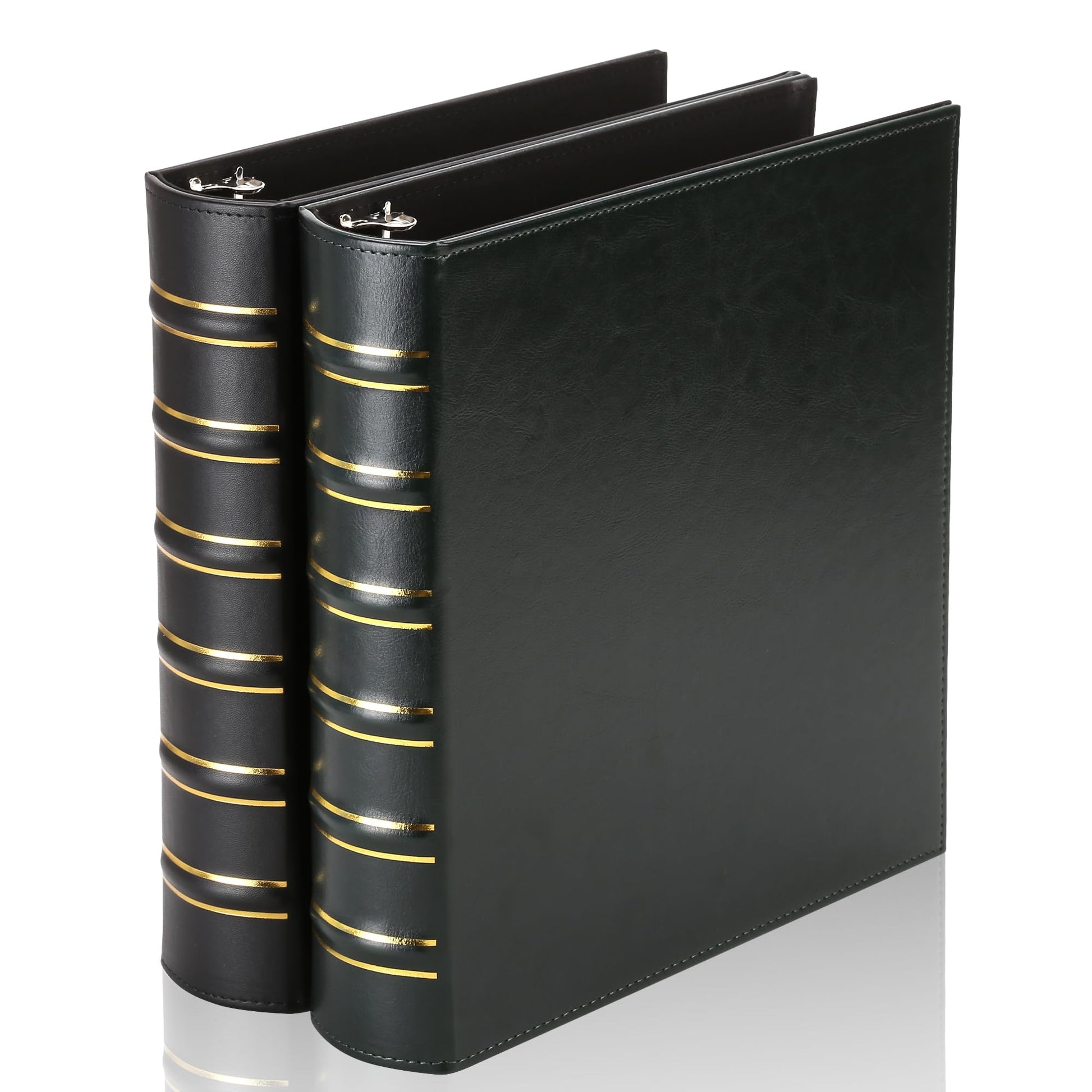 LETVPVOW 2 Pcs Vintage Hardback 3 Ring Binder 1.5 Inch, Professional Leather Binder 3 Ring, Three