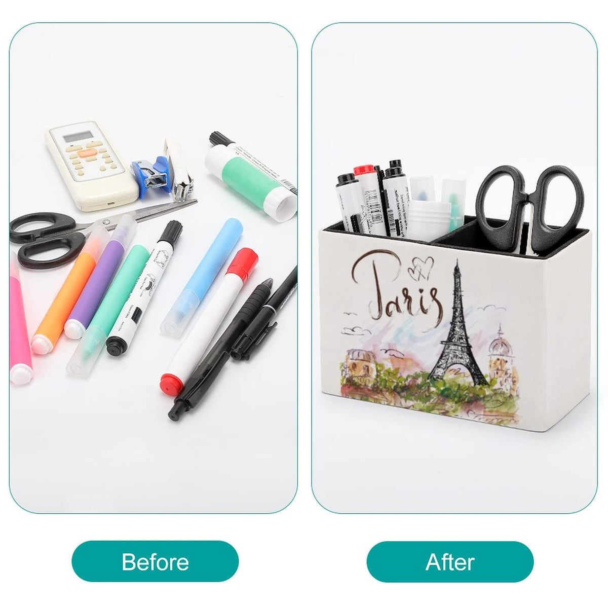 Niapessel Pencil Holder for Desk, Paris Eiffel Tower Pen Holder Storage Desktop Pen Organizer Desk