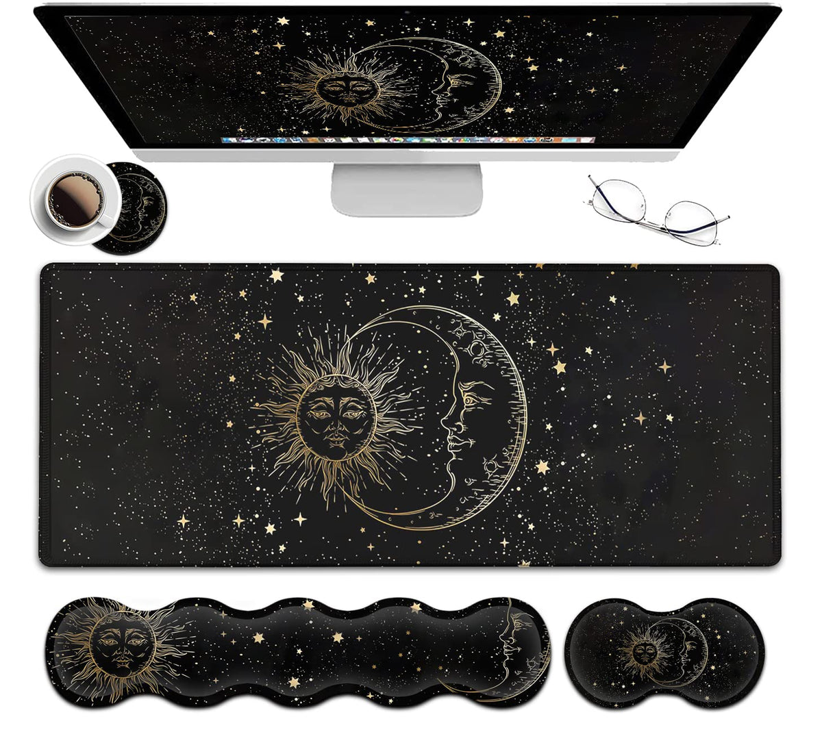 JVGFYNKL Extended Large Mouse Pad+Keyboard Wrist Rest Support , Ergonomic Memory Foam Wrist Rest