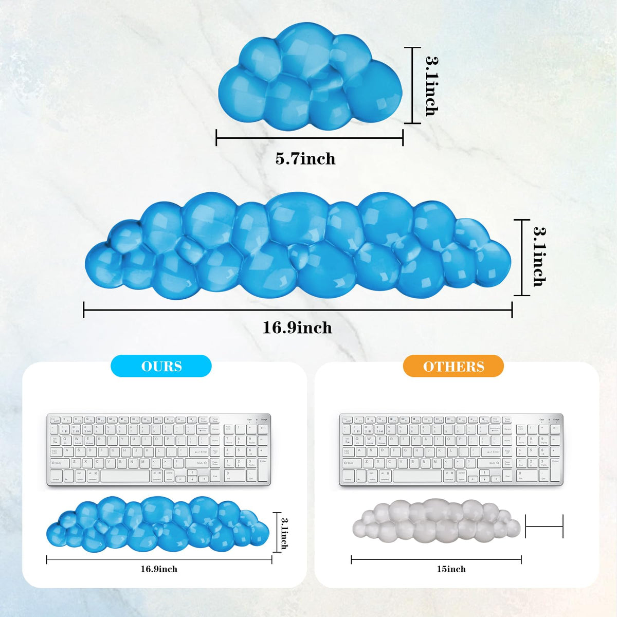 Gel Cloud Keyboard and Mouse Wrist Rest, Cute Wrist Support and Arm Support Keyboard Rest for