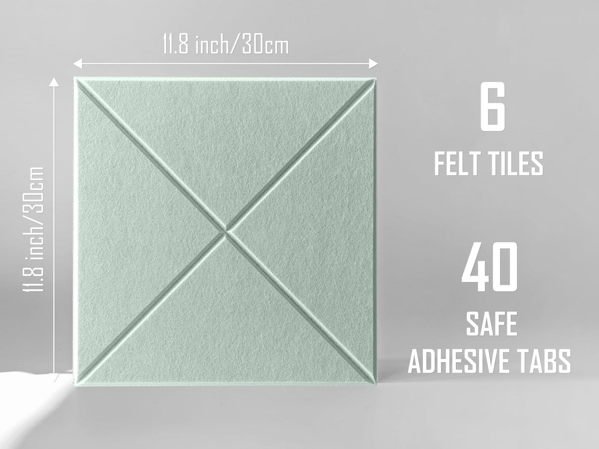 6 Pack Decorative Felt Wall Tiles (11.8” x 11.8”) - Modern Bulletin Board for Home Office &