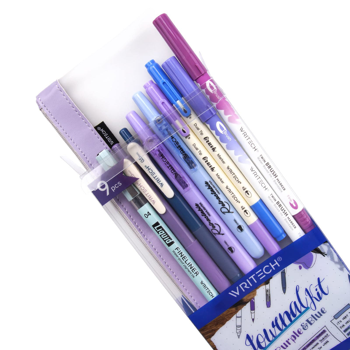 WRITECH Journaling Kit, Gel Ink Pens/Retractable Highlighters/Dual Tip Brush Pens/Fineliner Pens
