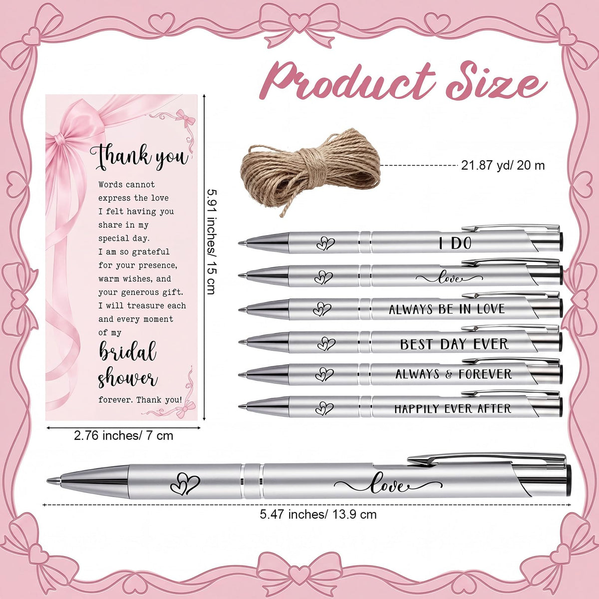 Chiisong 30 Sets Bridal Shower Favors for Guests, Pink Bow