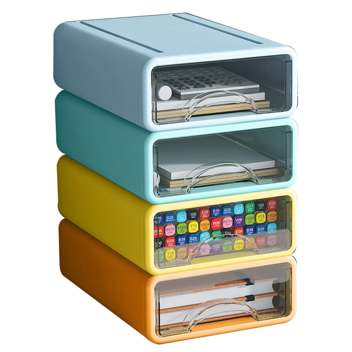 Desk Organizer with Drawers, Stackable Storage Drawers with Compartments Desktop Organization for