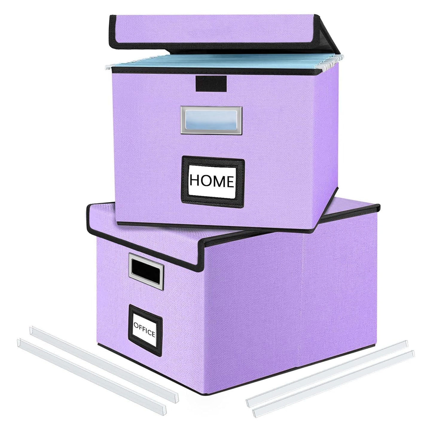 Huolewa File Organizer Box with Lids, Collapsible File Folder Organizer