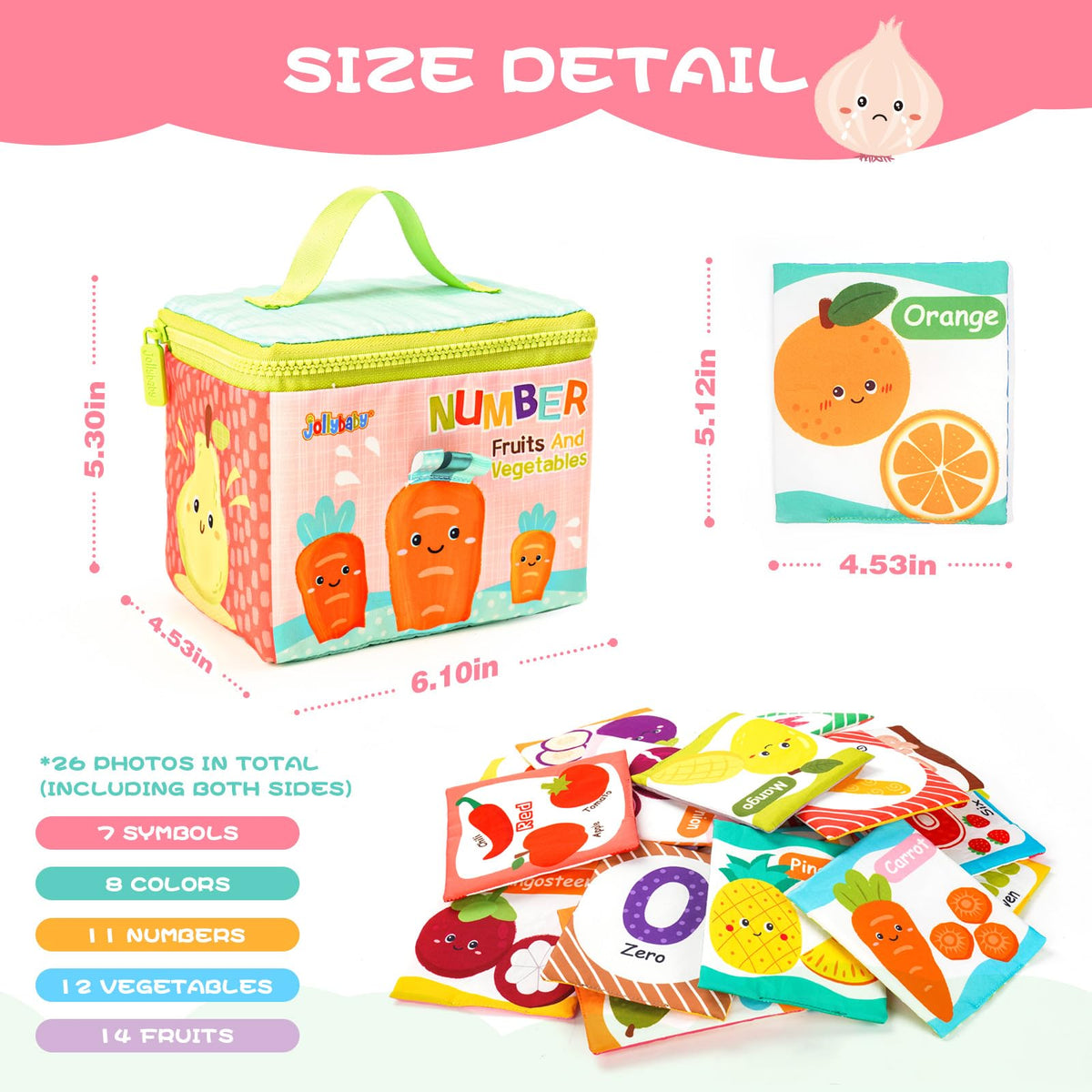 Jollybaby Reusable Soft Cloth Number Flash Cards for Baby 0-6-12 Month