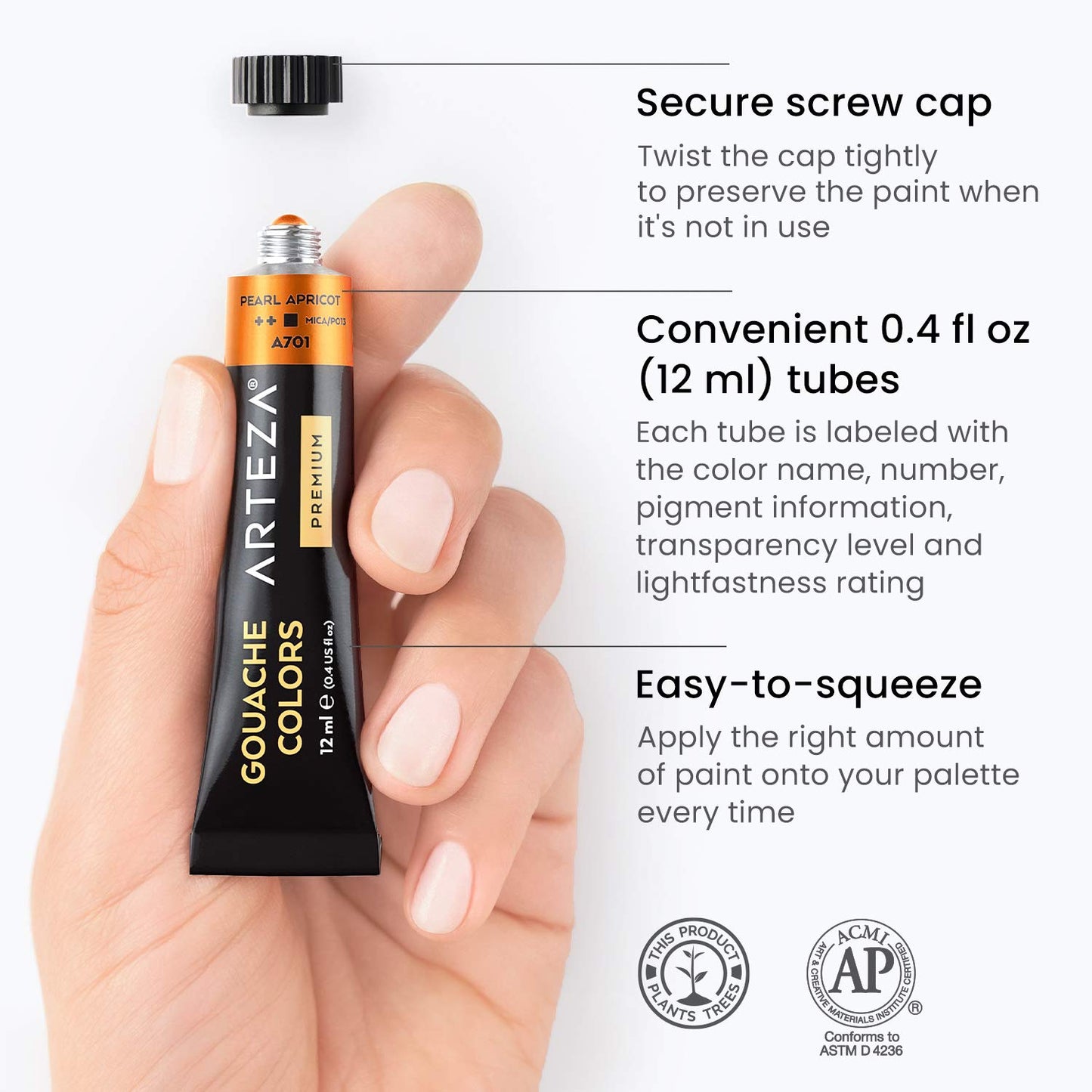 ARTEZA Metallic Gouache Paint Set with Black Canvas Paper, Includes 12 Gouache Colors, Foldable