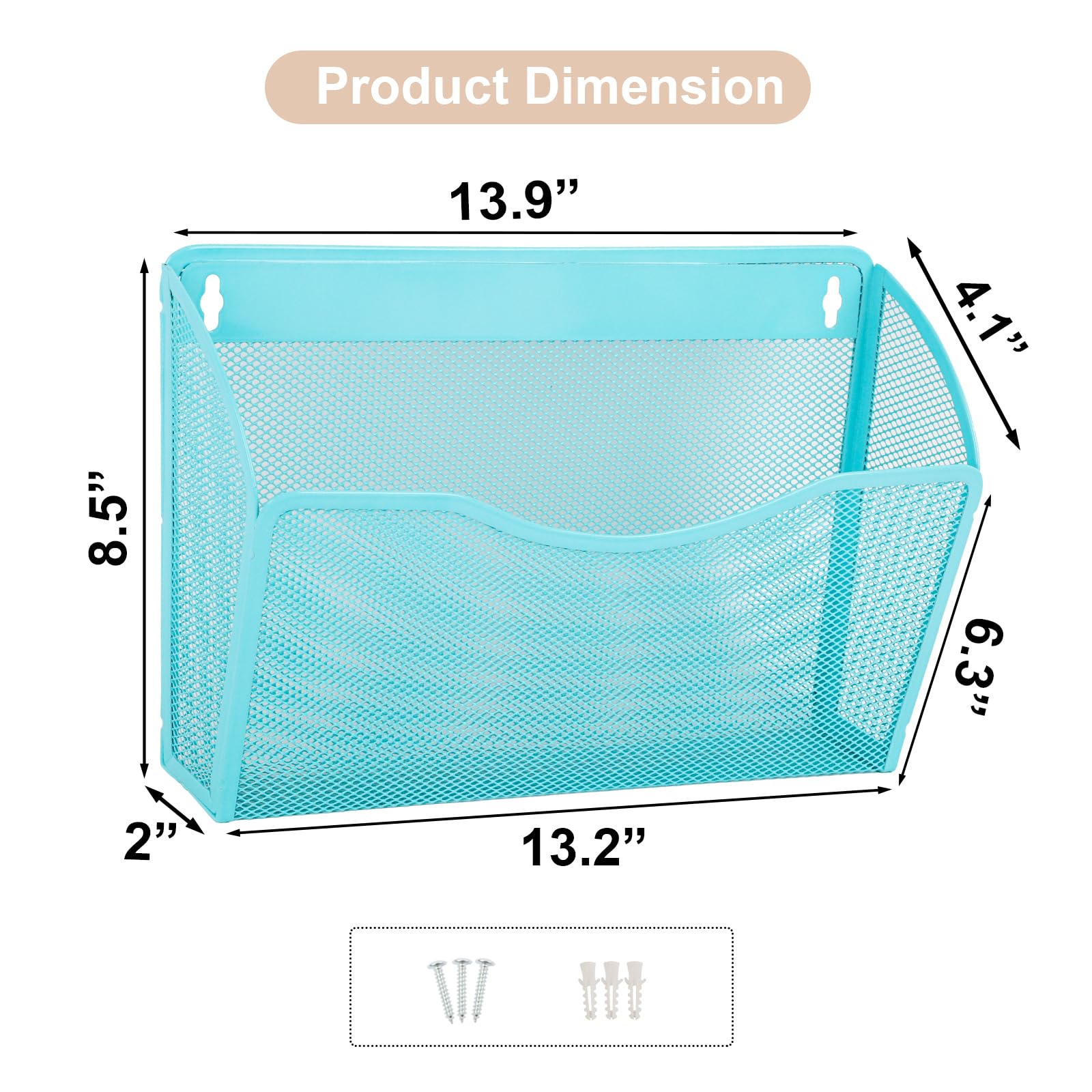 EASEPRES 3 Single Pocket Mesh Hanging File Organizer, Vertical Wall Mounted Magazine File Holder