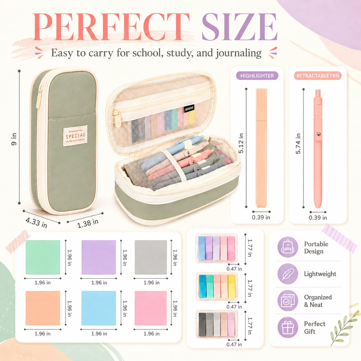 27 Pcs Aesthetic School Supplies Include 12 Pcs Aesthetic Highlighters Bible 1 Ppcs Big apacity Pen