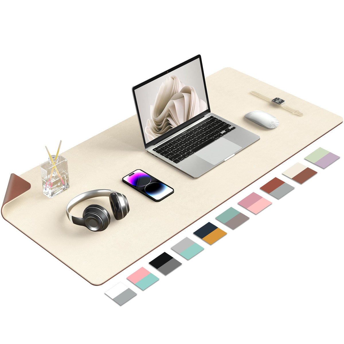 Aothia Double-Sided PU Leather Desk Pad - Non-Slip Large Mouse Pad & Desk Mat for Office, Home