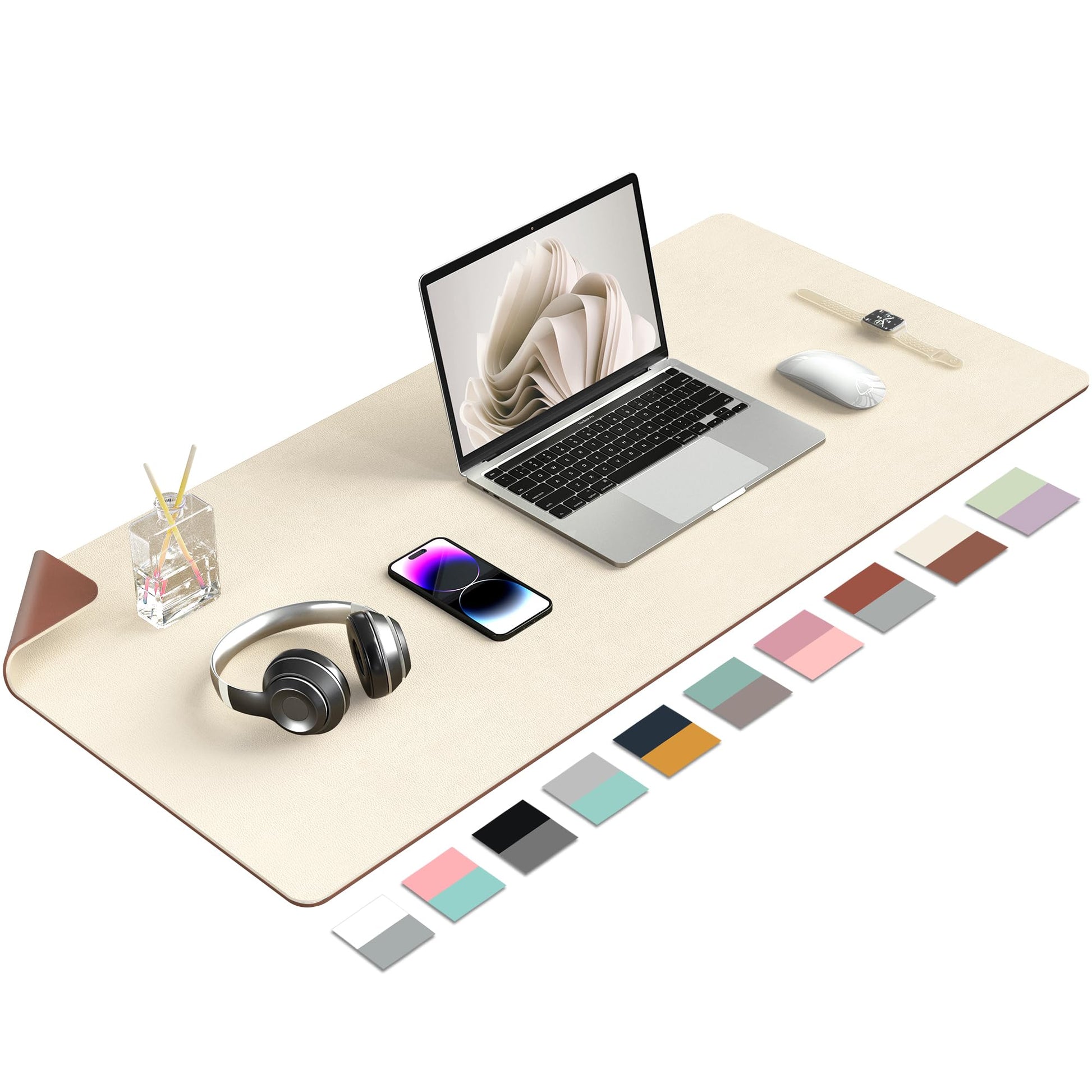 Aothia Double-Sided PU Leather Desk Pad - Non-Slip Large Mouse Pad & Desk Mat for Office, Home