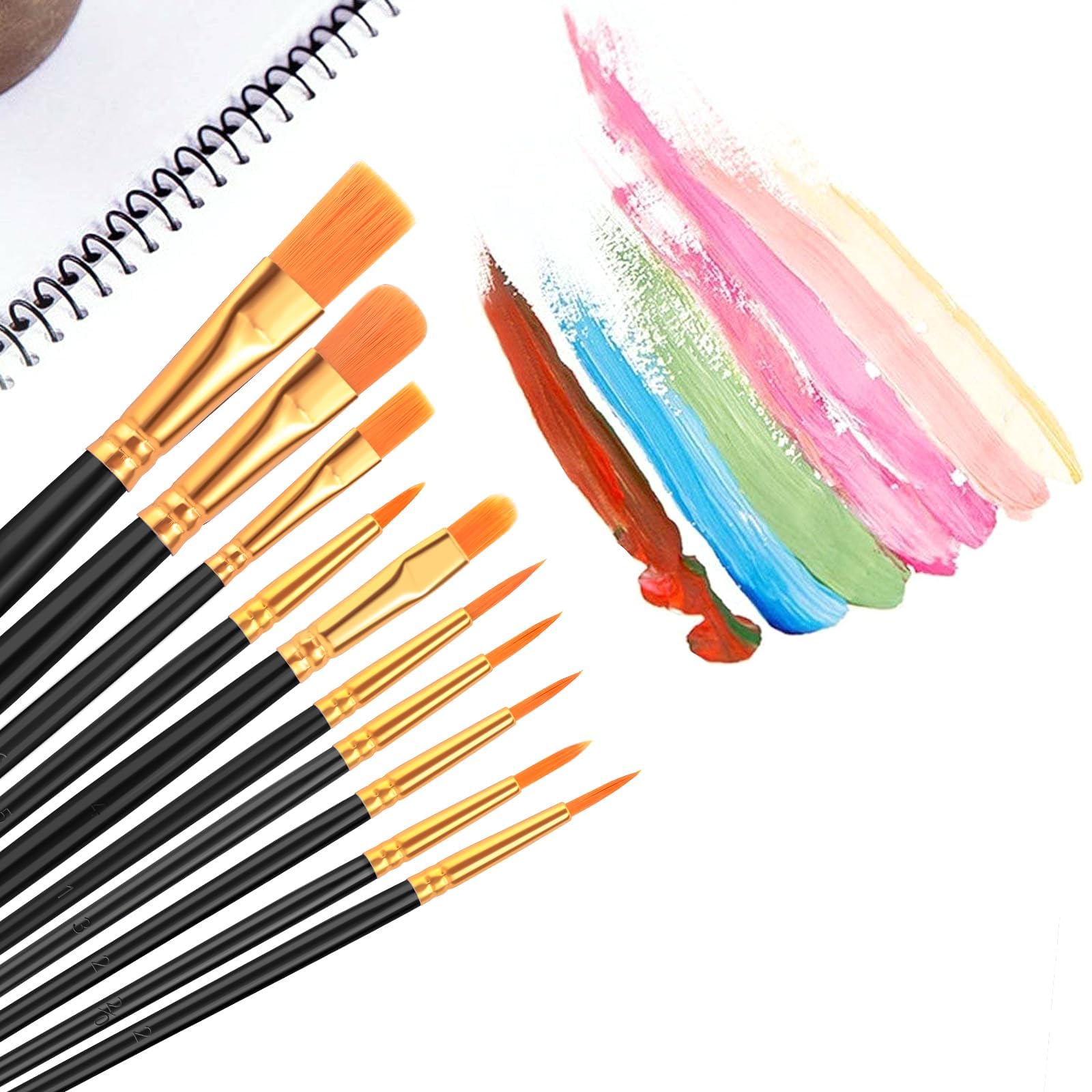 Acrylic Paint Brush Set, 20 Packs/200 pcs Nylon Hair Brushes