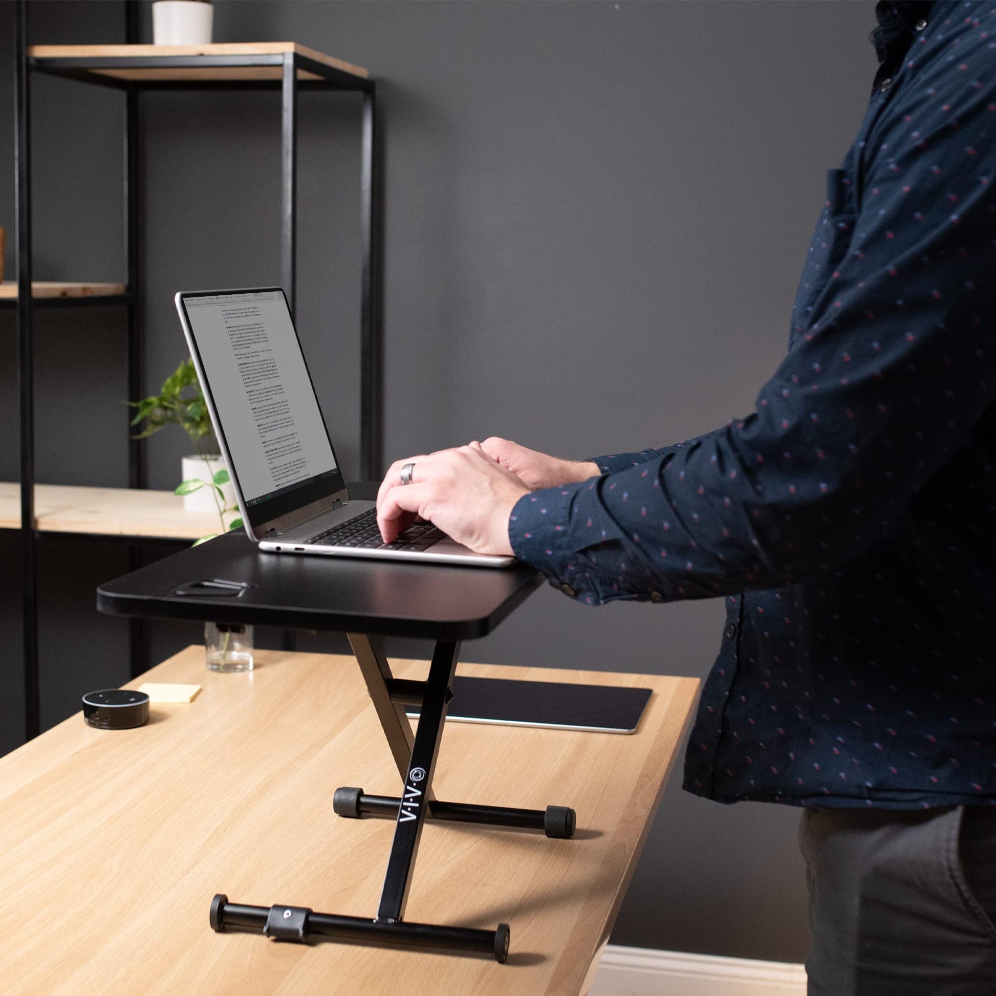 VIVO Black 28 in Single Top Standing Desk Converter, DESK-V011F